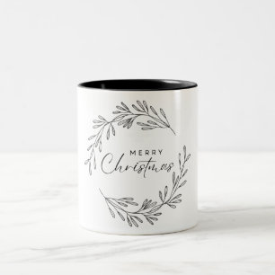 Hand Drawn Wreath Christmas Zweifarbige Tasse