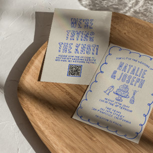 Hand Drawn Writbble Quirky QR Code Hochzeit Einladung
