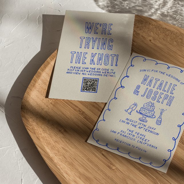 Hand Drawn Writbble Quirky QR Code Hochzeit Einladung (Von Creator hochgeladen)