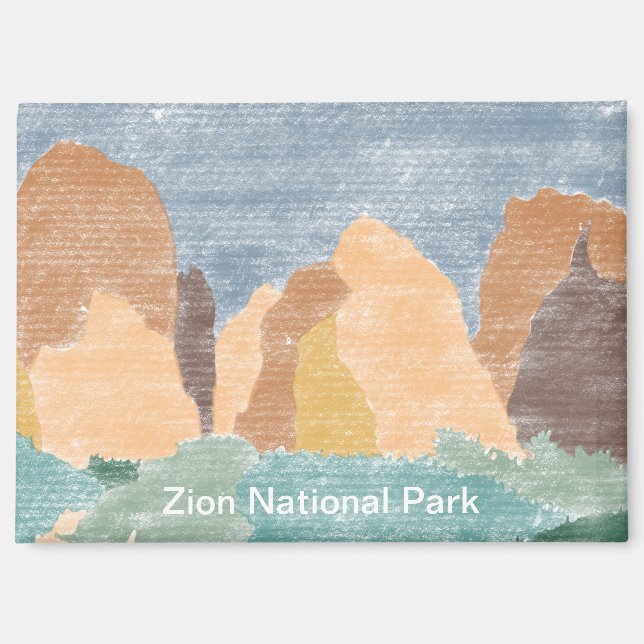 Hand Drawn Zion Nationalpark Magnet (Vorderseite)