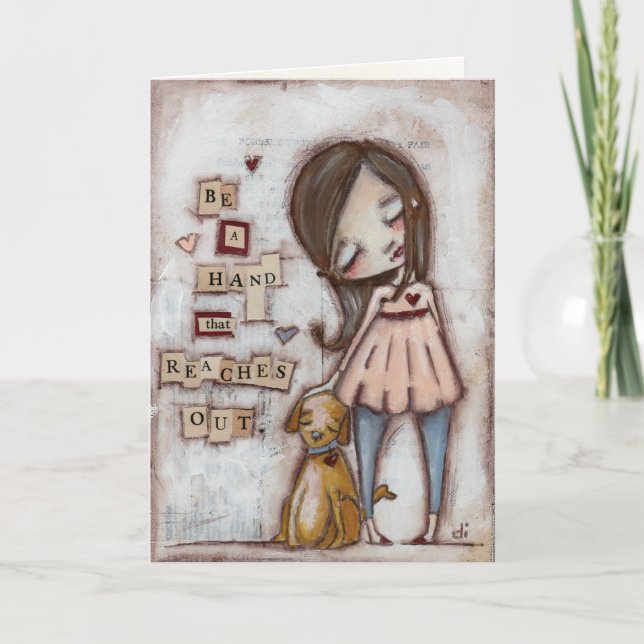 Hand erreichen - Gruß-Karte Dankeskarte (Vorderseite)