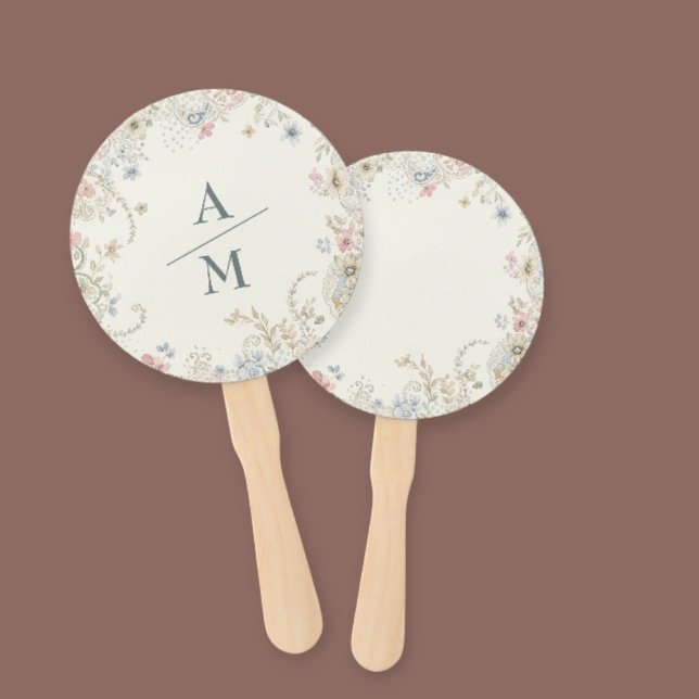 Hand Fan Custom Floral with Initials - Romantic Fächer (Von Creator hochgeladen)