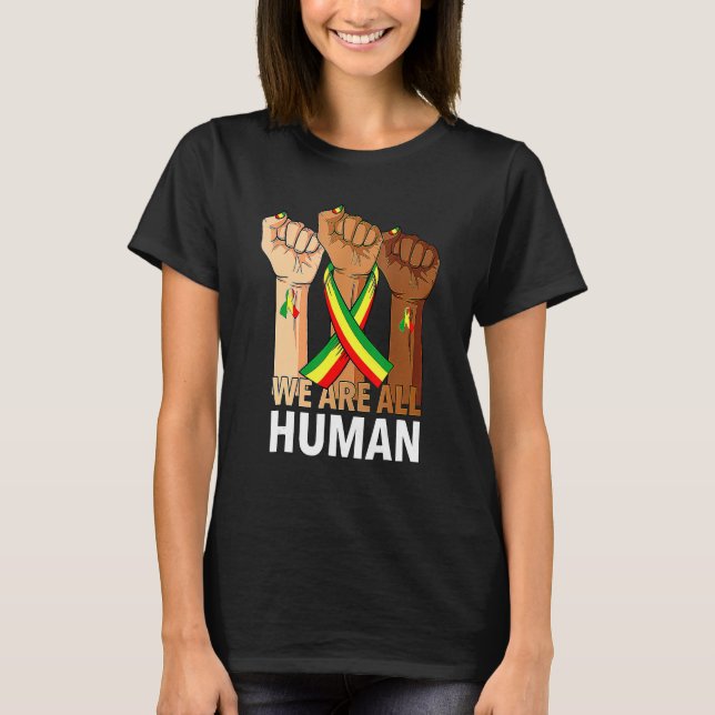 Hand Fist We Are All Human African Pride Black His T-Shirt (Vorderseite)