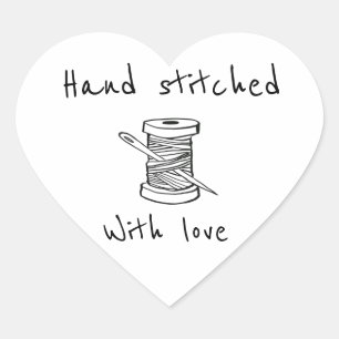 Hand genäht mit Liebe Herz-Aufkleber