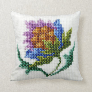 Hand gestickte helle Blume Kissen