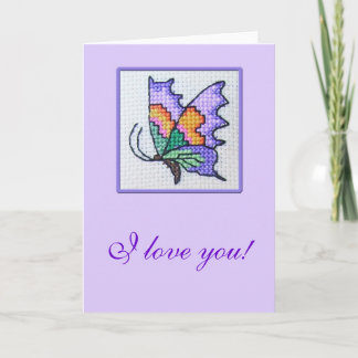 Hand gestickter romantischer Schmetterling Karte