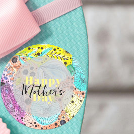 Hand gezeichnet floraler künstlerischer Tag der Mu Runder Aufkleber