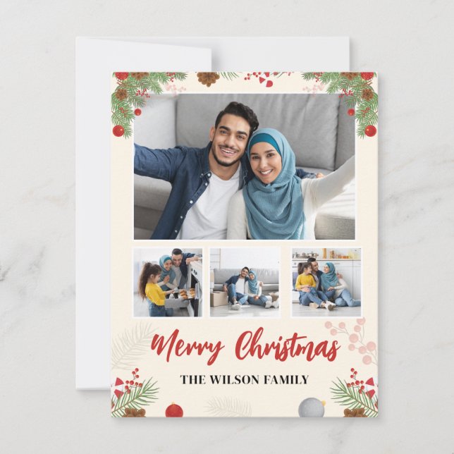 Hand gezeichnet frohe Weihnachten Vier FotoCollage (Vorderseite)