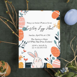 Hand Gezeichnet Niedlich Hasen und Eier Ostereier Einladung