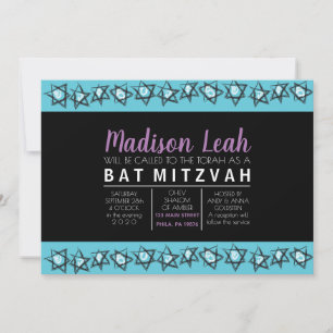 HAND GEZEICHNET STARS Bar Bat Mitzvah Einladung