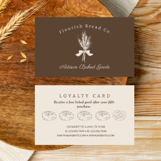 Hand-Gezeichnet Wheat-Bäckerei Brot flache Loyalit Treuekarte