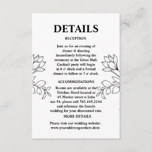 Hand gezeichnet Wildblumen Muster Hochzeitsdetails Begleitkarte