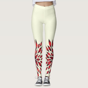 Hand gezeichnete abstrakte rote Gekritzel-Blume Leggings