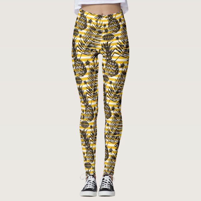 Hand gezeichnete Ananas Leggings (Vorderseite)