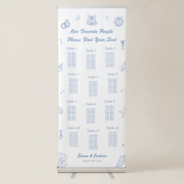 Hand gezeichnete blaue Küste Hochzeitstabelle Ausziehbarer Banner