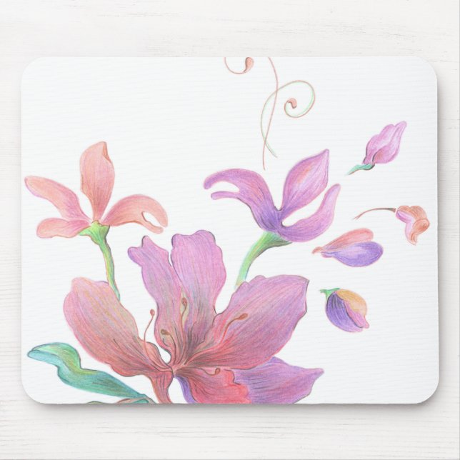 Hand-Gezeichnete Blume Mousepad (Vorne)