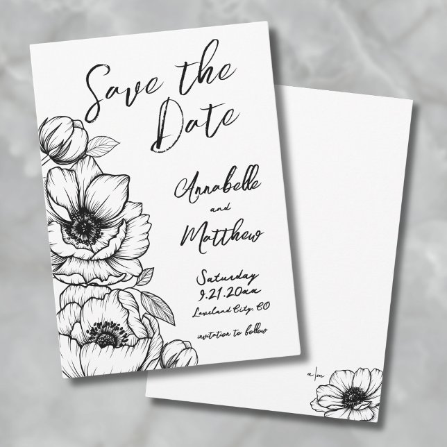 Hand gezeichnete Blumenhochzeit retten das Datum Save The Date (Hand Drawn Floral Wedding Save The Date)