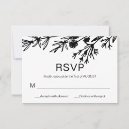 Hand gezeichnete botanische Blätter RSVP-Karte Einladung