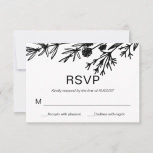Hand gezeichnete botanische Blätter RSVP-Karte Einladung