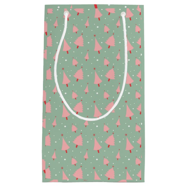 Hand gezeichnete Feiertags-Bäume Kleine Geschenktüte (Vorderseite)