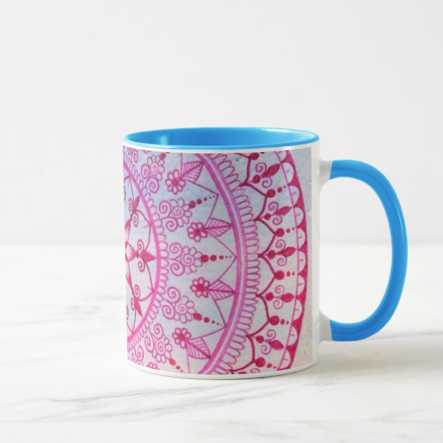 Hand gezeichnete hübsche rosa und blaue tasse (Rechts)