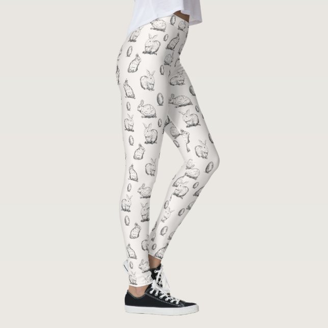 Hand-gezeichnete Leggings des Osterhasen-Muster-| (Rechts)