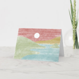 Hand gezeichnete Minimalistische Landschaftsgrußka Dankeskarte