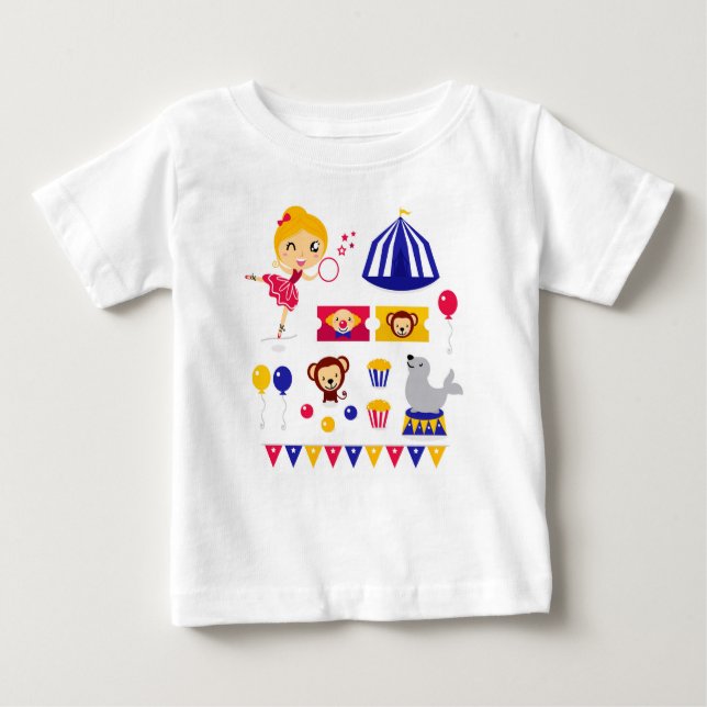 Hand gezeichnete niedliche Zirkusausgabe: Baby T-shirt (Vorderseite)