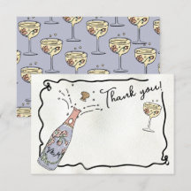 Hand gezeichnete Presecco und Petals Danke Karte