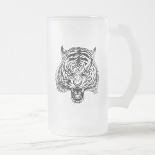 Hand gezeichnete Tiger-Kunst-hohe Bier-Tasse durch Mattglas Bierglas
