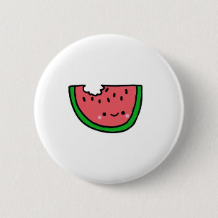 Hand gezeichnete Wassermelone-Cartoon-Illustration Button