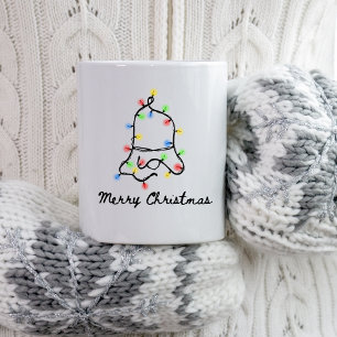 Hand gezeichnete Weihnachtsleuchten Frohe Weihnach Kaffeetasse