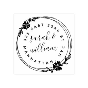 Hand gezeichnete Wreath-verheiratete Gummistempel