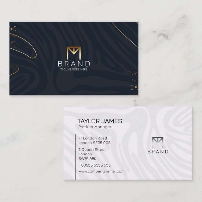 Hand gezeichnete, zweiseitige, horizontale Visiten Visitenkarte (Vorne/Hinten)