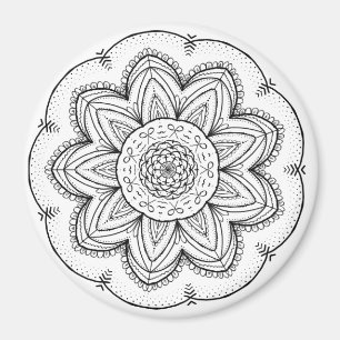 Hand gezeichneter Bandmandala-- schwarze u. weiße Magnet