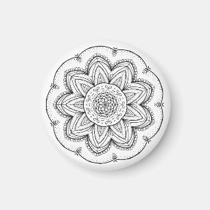 Hand gezeichneter Bandmandala-- schwarze u. weiße Magnet