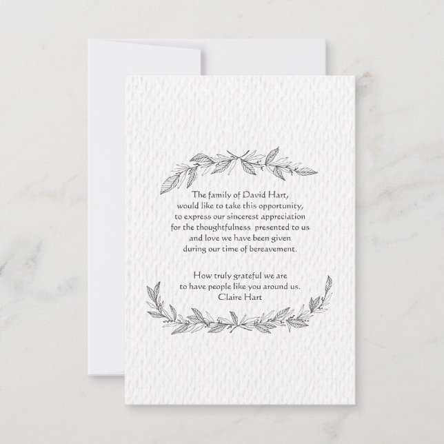Hand-Gezeichneter Blätter-Trauerfall danken Ihnen Dankeskarte (Vorderseite)