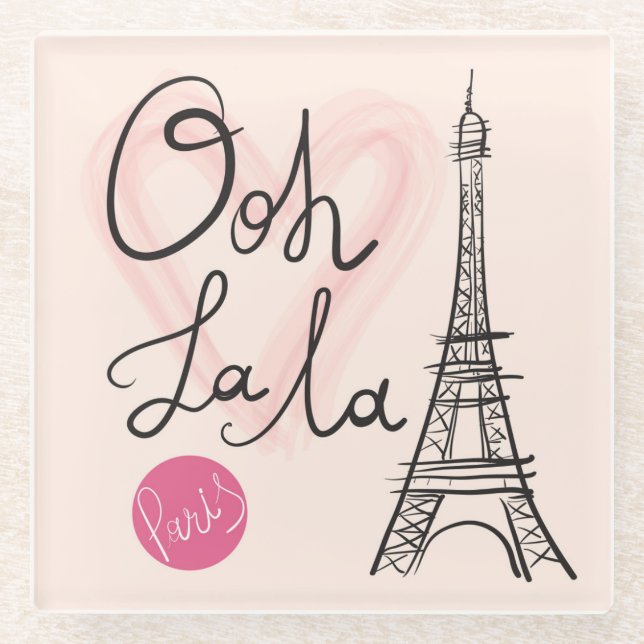 Hand gezeichneter Eiffel-Turm Glasuntersetzer (Vorderseite)