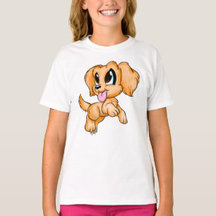 Hand gezeichneter goldener Retriever-Mädchen-T - T-Shirt