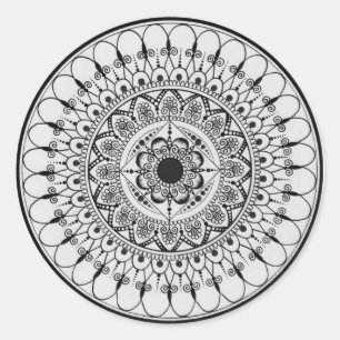 Hand gezeichneter Mandala-Aufkleber Runder Aufkleber