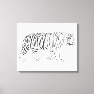 Hand gezeichneter Tiger, der Plakat zeichnet Leinwanddruck