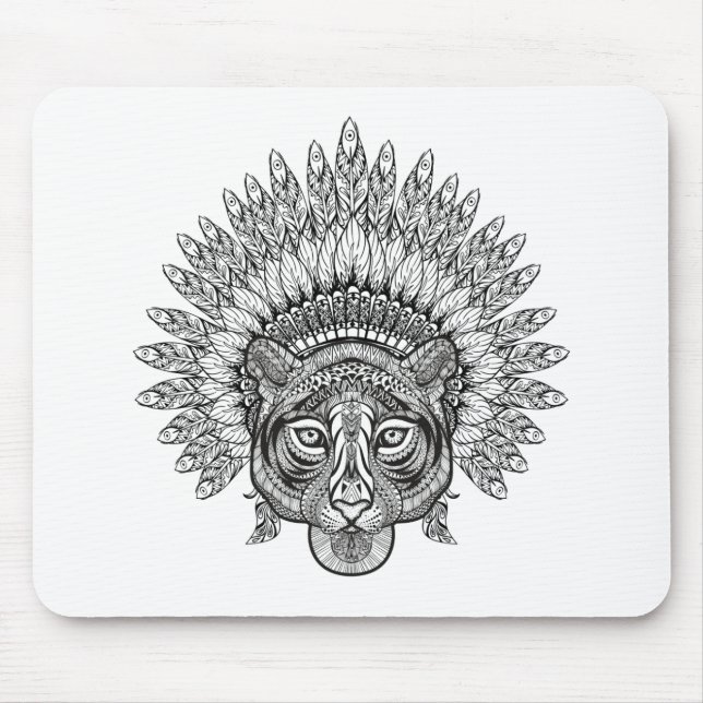 Hand gezeichneter Tiger in der Art Mousepad (Vorne)