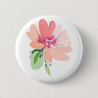 Hand gezeichneter Watercolor-Blumenknopf Button