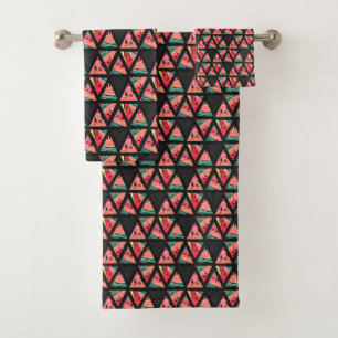 Hand gezeichnetes abstraktes Wassermelone-Muster Badhandtuch Set