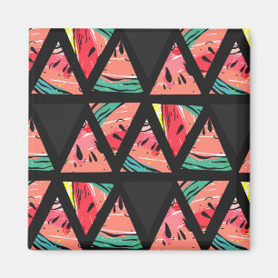 Hand gezeichnetes abstraktes Wassermelone-Muster Magnet