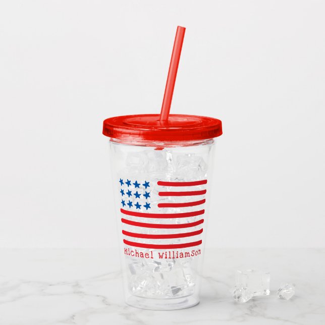 Hand gezeichnetes amerikanisches personalisiertes acryltrinkbecher (Rückseite Ice)