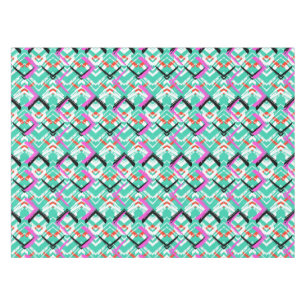 Hand gezeichnetes aquamarines Zickzack-Muster Tischdecke