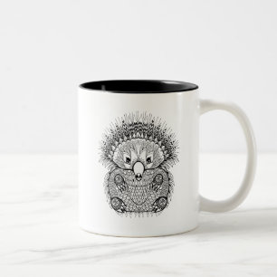 Hand gezeichnetes Echidna-Gekritzel Zweifarbige Tasse