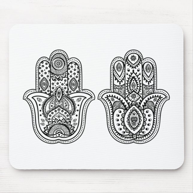 Hand gezeichnetes Hamsa mit Verzierungen Mousepad (Vorne)