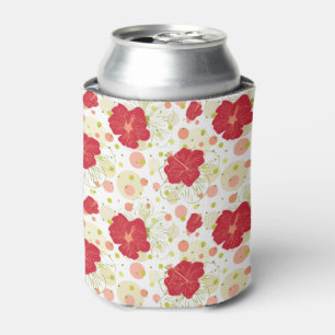 Hand gezeichnetes Hibiskus-Muster Dosenkühler